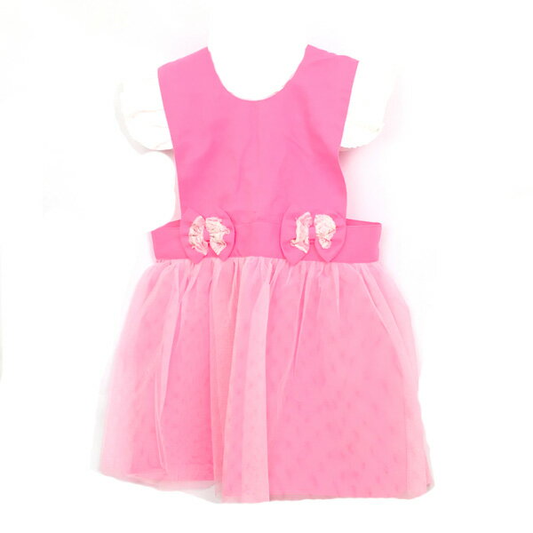 白袖粉色兩蝴蝶結 圍裙 公主圍裙 兒童圍裙【BlueCat】【JI2450】