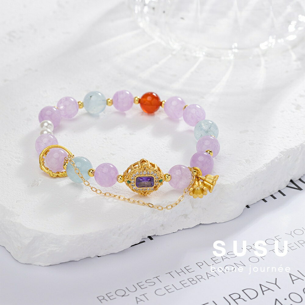 SU SU︱煙雨水晶手鍊❤️薰衣草紫水晶 紅瑪瑙 海藍寶 事業運 招財 轉運 能量 防小人 送禮 推薦