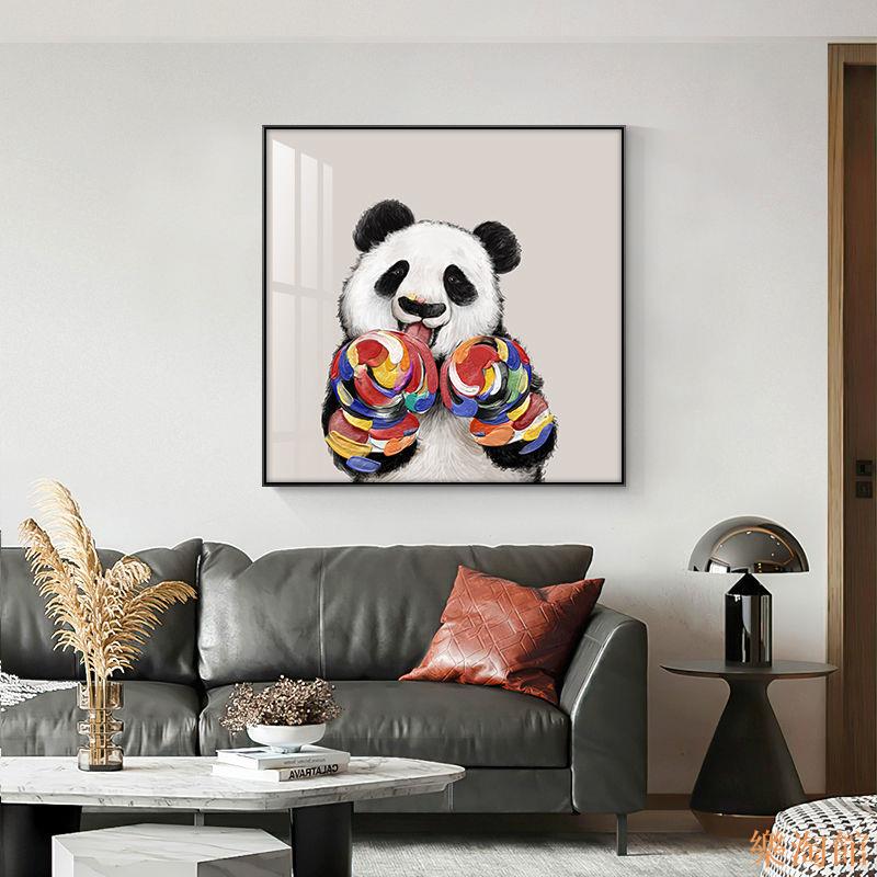 【樂淘館】簡約現代動漫裝飾畫沙發背景墻餐廳掛畫臥室床頭卡通潮流熊貓壁畫