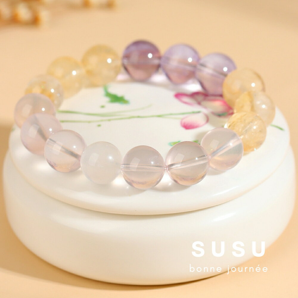 SU SU︱星辰戀曲水晶手鍊❤️星光粉 黃阿賽 月光石 紫水晶 事業運 招財 轉運 能量 防小人 3