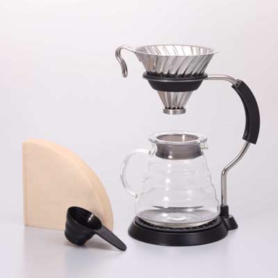金時代書香咖啡 HARIO V60金屬濾杯支架咖啡壺組 2~5杯 VAS-8006-HSV