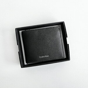 美國百分百【全新真品】Calvin Klein 皮夾 logo 真皮 錢包 CK 短夾 證件夾 專櫃精品 黑色 CF82