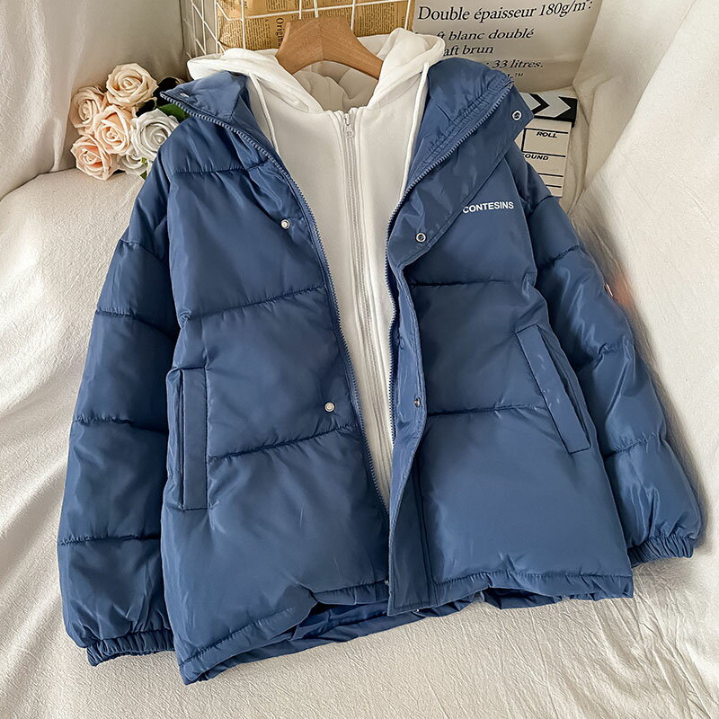 假兩件麵包服棉衣女新款女生冬季加厚羽絨棉服韓系溫柔外套