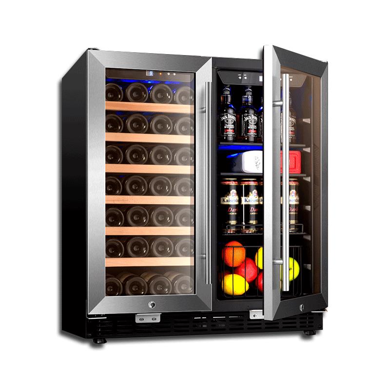 欖博 USF- 66D嵌入式紅酒柜恒溫酒柜玻璃壓縮機冷藏雙溫紅酒冰吧