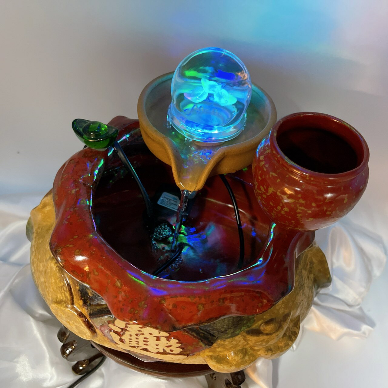 Sweet Heart 田芯開運精選 💯台灣現貨 MIT鶯歌 陶瓷 招財進寶 時來運轉 流水盆 含底座 (錢袋) 4