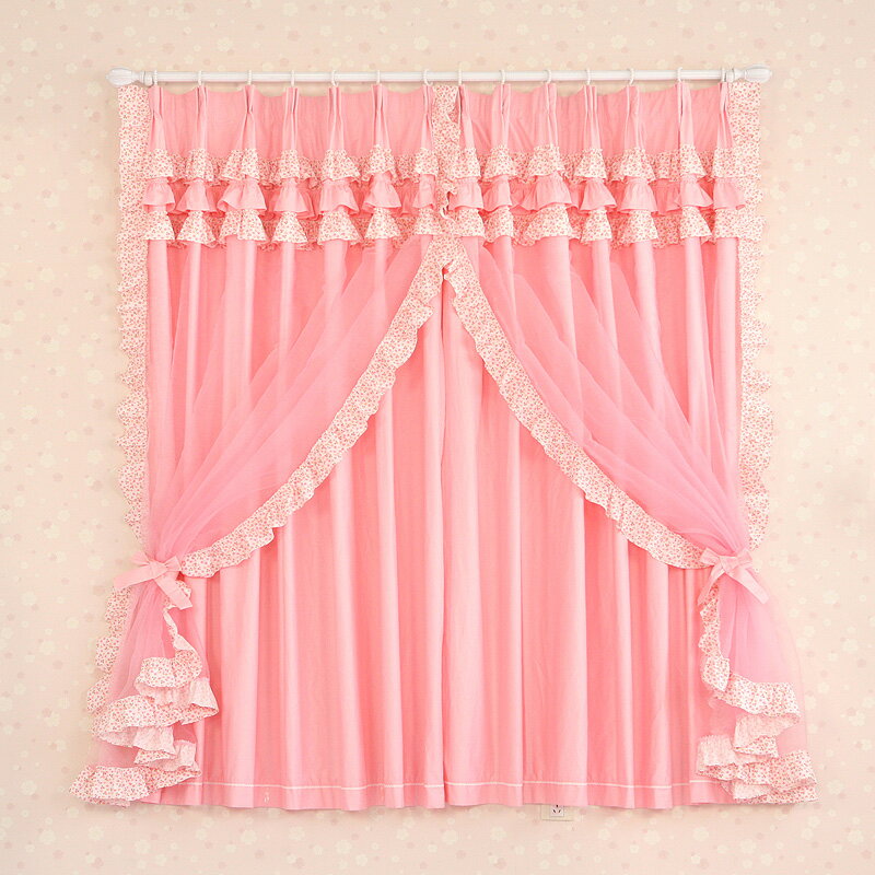巧致生活 公主定制臥室窗簾成品韓式兒童房飄窗落地窗粉色