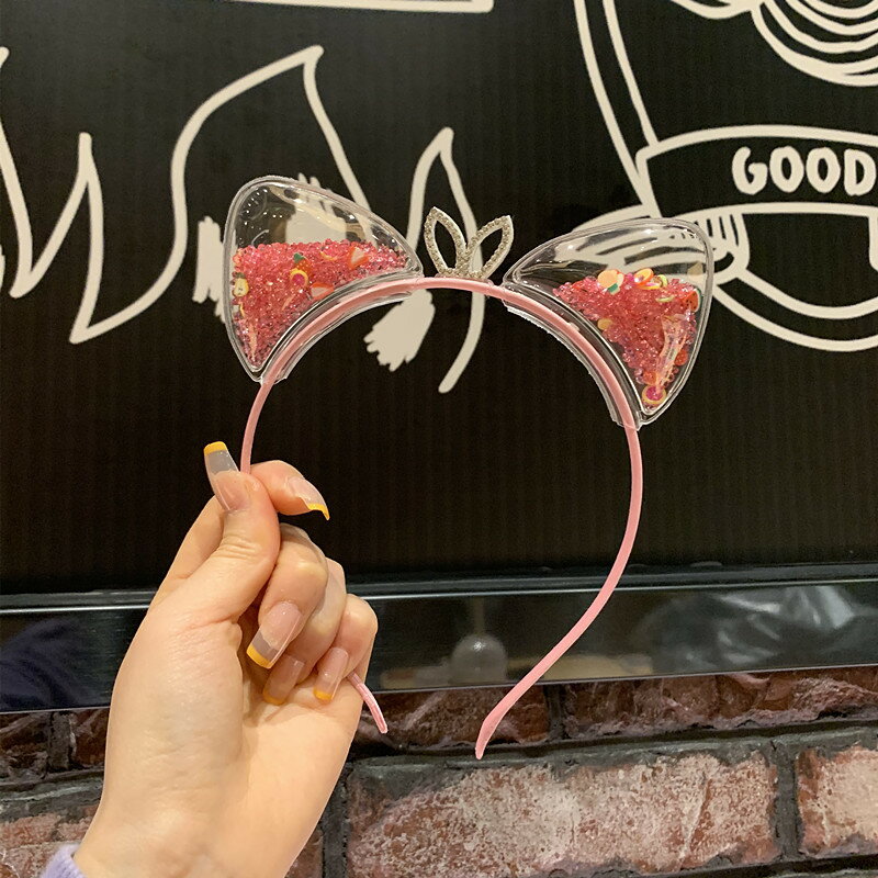 韓國網紅亮片貓耳朵發箍女新款兒童節日皇冠頭箍可愛韓版發卡發飾 5