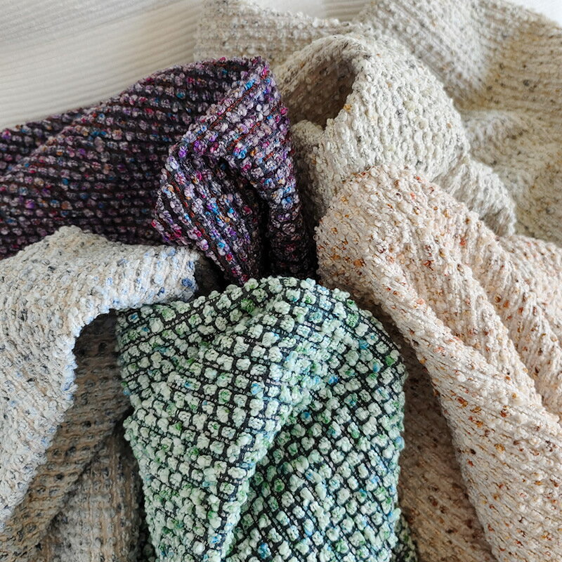 莫奈彩系列抱枕布料沙發面料服裝面料羊毛卷立體超大顆粒
