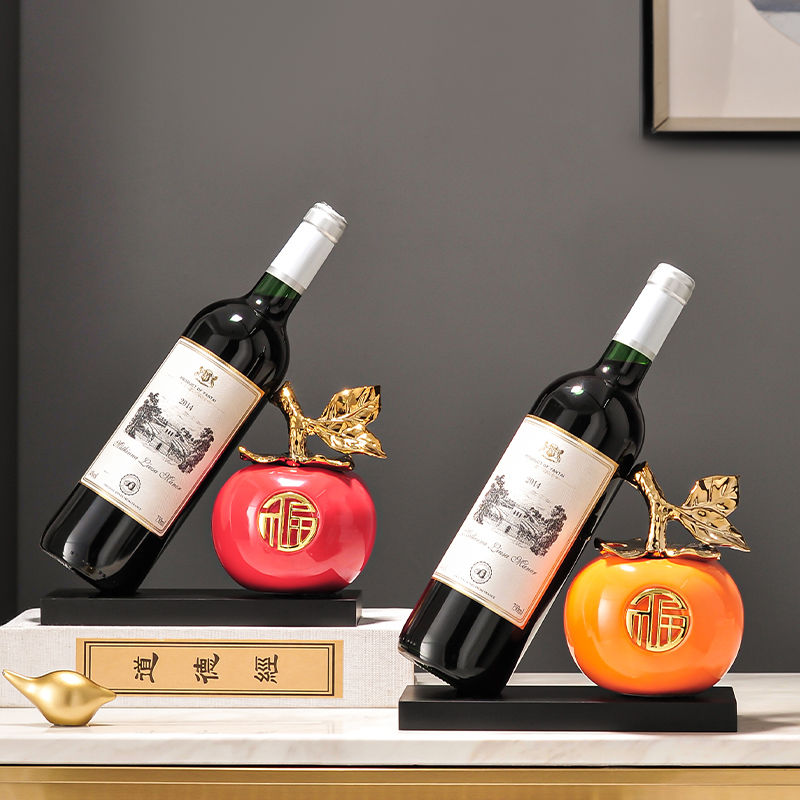 免運 酒櫃 玄關櫃 紅酒架 紅酒擺件 隔斷 新中式葡萄酒蘋果紅酒架擺件輕奢高檔客廳電視餐邊酒柜裝飾品擺設