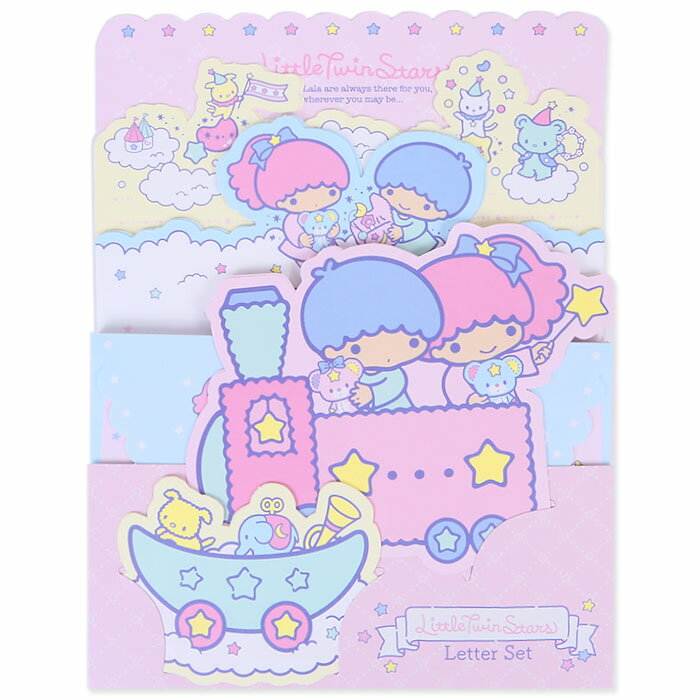 大賀屋 日本製 雙子星 信組 信紙 信封 貼紙 信套組 信紙組 三麗鷗 Kiki Lala 正版 L00011553