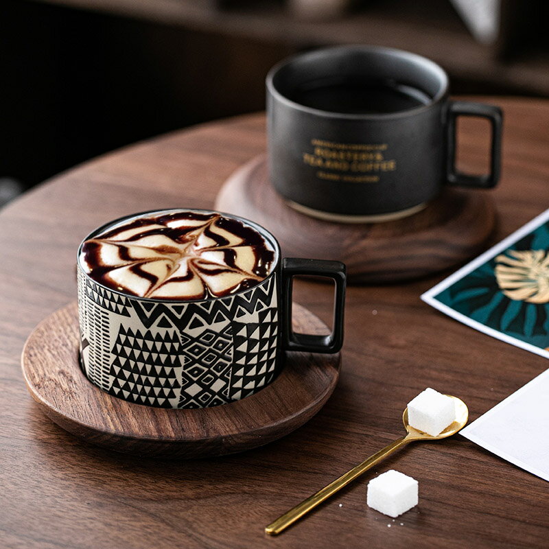創意美式咖啡杯碟勺 INS風小奢華水杯子套裝 個性潮流馬克杯 【奇趣生活】