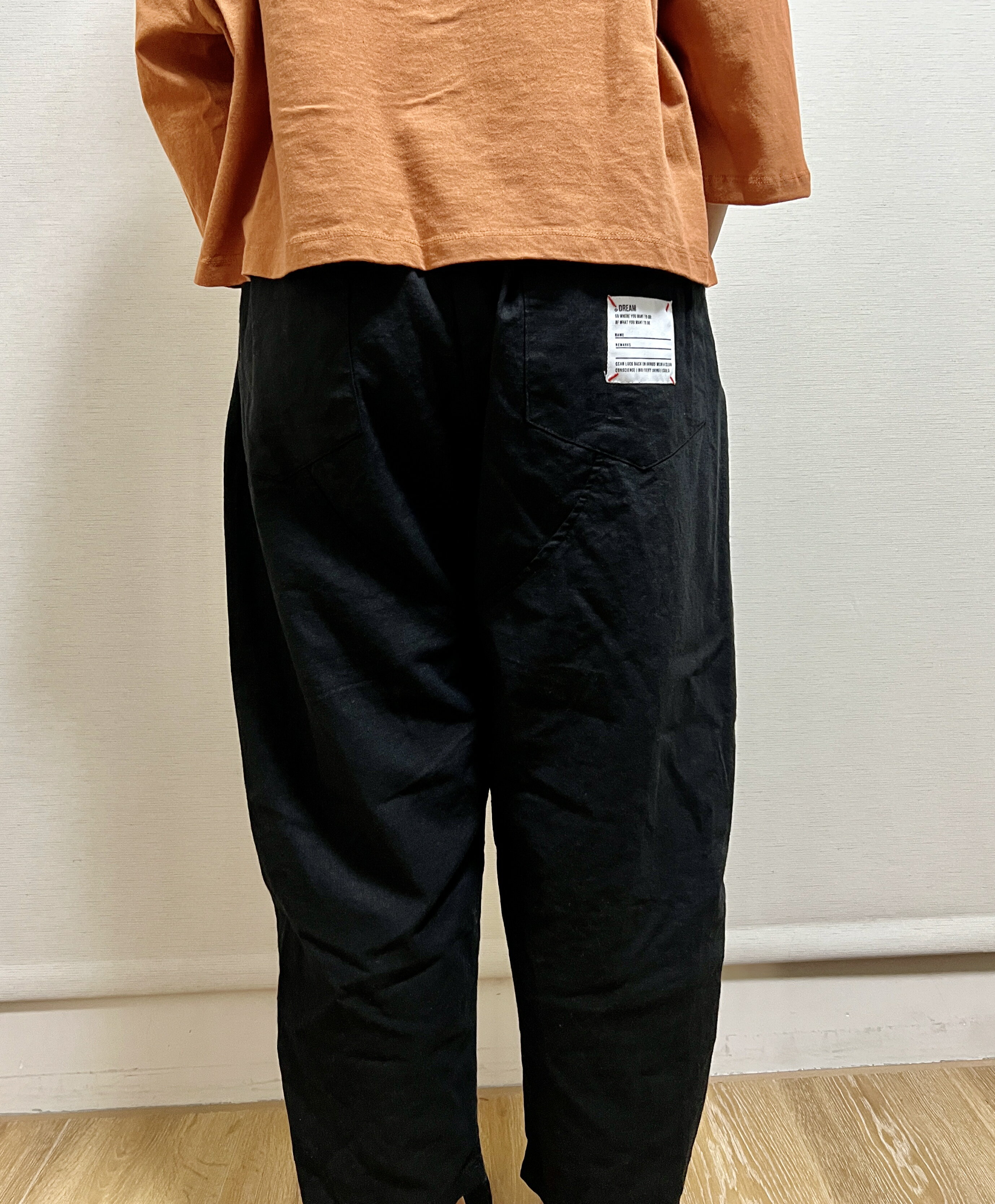 正韓 休閒鬆緊口袋貼標 直筒褲 1