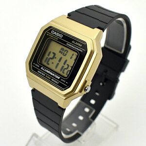 CASIO手錶 復古金色方型電子膠錶【NECD27】
