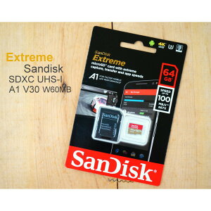 SanDisk Extreme Micro 64G【U3 讀100 寫60】A1 4K 公司貨 記憶卡【中壢NOVA-水世界】