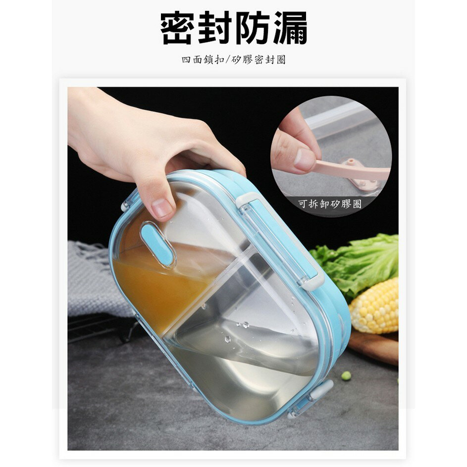 [現貨]大號便當盒304不銹鋼成人飯盒可開水加熱分格帶湯碗蓋速食盤學生餐盤大飯量飯盒 304不鏽鋼可手提便當盒 4