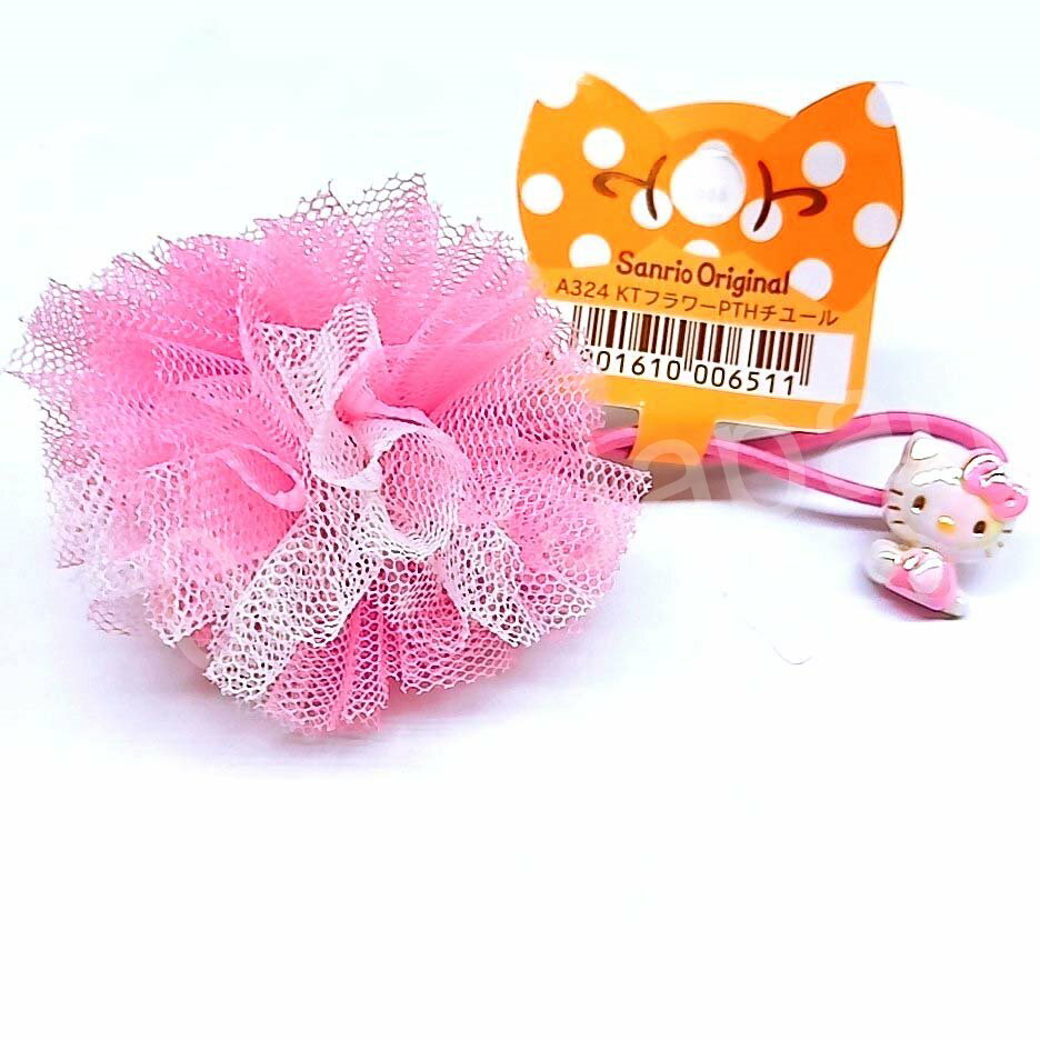 真愛日本 18041900059 髮束-七彩KT紗花朵粉紅 三麗鷗 kitty 凱蒂貓 飾品 髮飾 髮束 髮圈