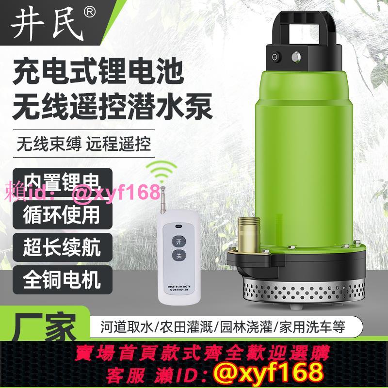 無線遙控充電式抽水泵灌溉潛水泵12V直流電農用澆菜鋰電池抽水機