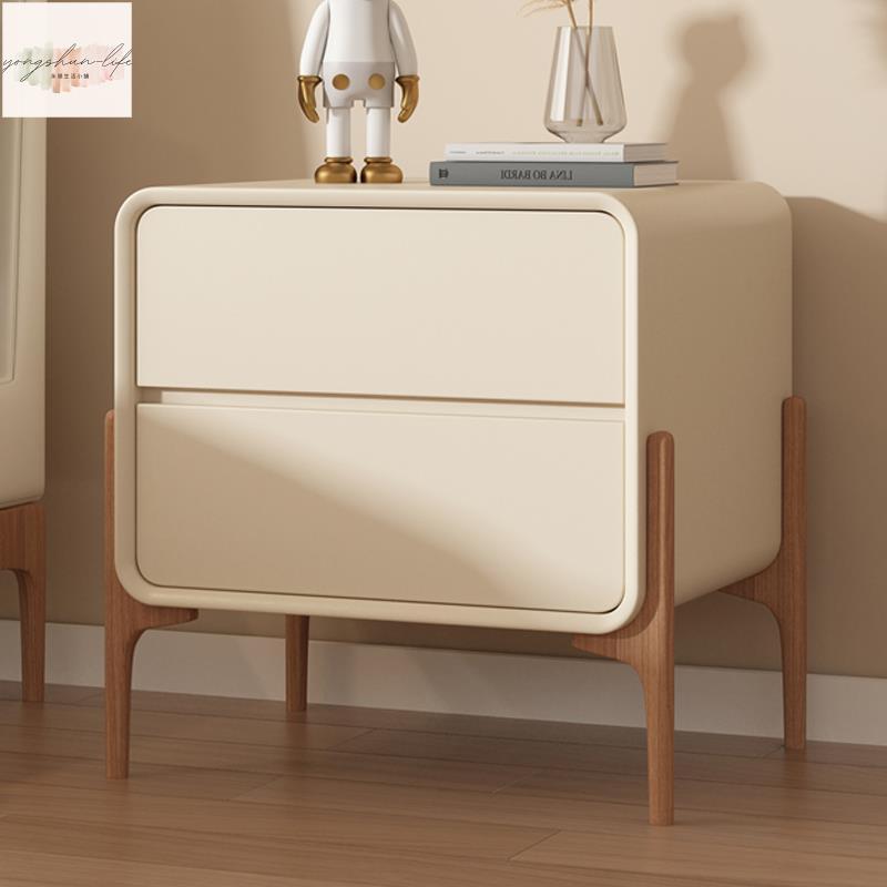 熱賣簡約現代床頭櫃實木創意極簡輕奢皮質臥室床邊收納櫃子儲物置物櫃