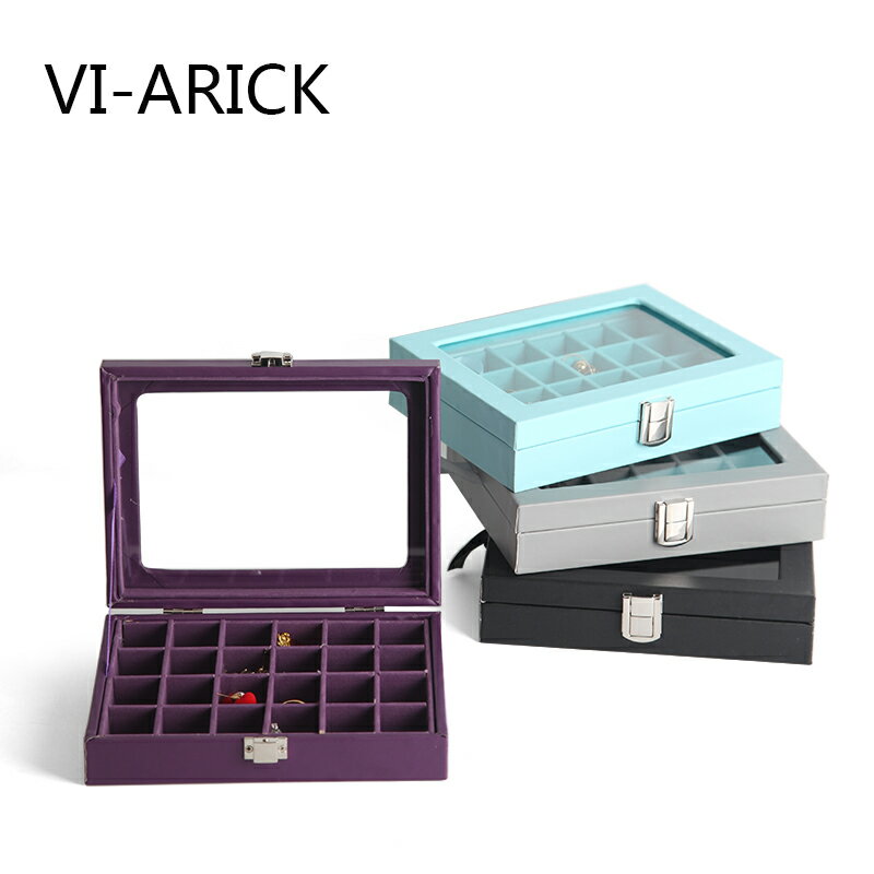 VI-ARICK皮質小號24格珠寶箱首飾盒戒指耳釘展示盒鉆盒耳環收納盒