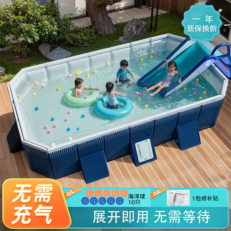 【免運/可開票】 游泳池 游泳桶 充氣遊泳池 游泳池家用兒童免充氣可折疊水池戶外大型支架泳池家庭嬰兒游泳桶