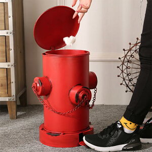 復古鐵藝工業風創意個性消防栓大號帶蓋腳踩室外垃圾桶客廳戶外用