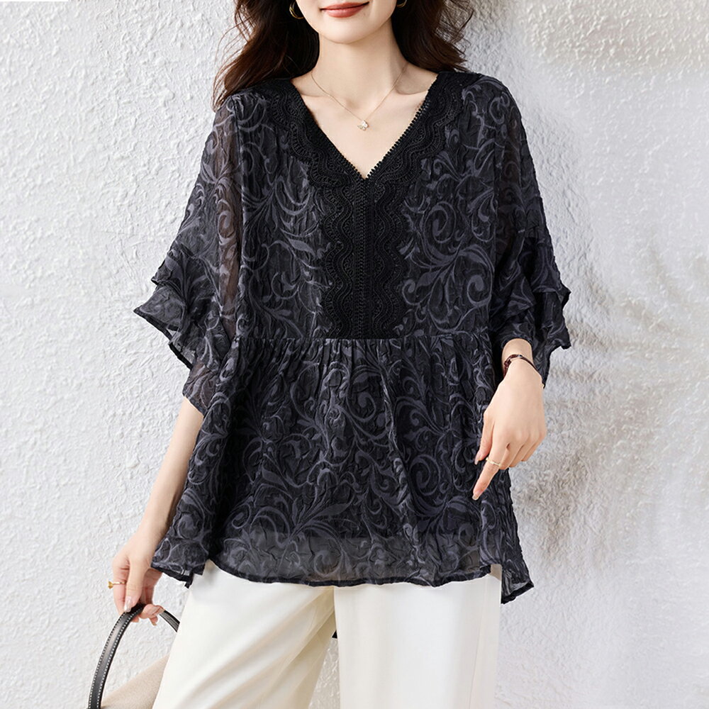 ＊ORead＊蕾絲v領上衣(圖片色M~5XL)【限定加碼✿全館滿額再折】