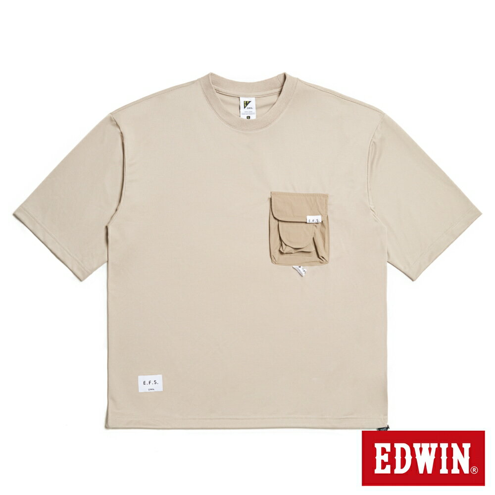 EDWIN 男款 EFS 大寬立體貼袋短袖T恤 (灰卡其)