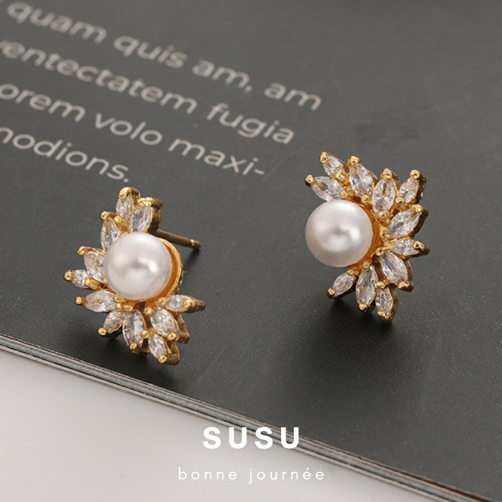 SU SU︱珍珠鋯鑽耳環❤️事業 招財 人緣 工作 健康 紓壓 水晶 飾品 耳環 項鍊 手鍊 現貨 穿搭 百搭 時尚 2