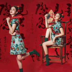 展會新款性感旗袍影樓寫真個性藝術照復古中國風主題攝影服裝