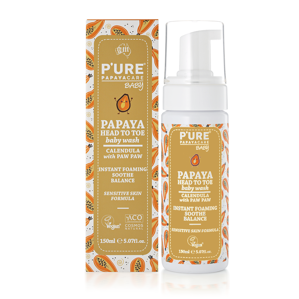 【澳洲 Pure Papayacare】木瓜嬰兒頭到腳趾沐浴慕斯(1入組 150ml/瓶)