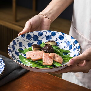 日式盤子家用創意陶瓷碟子菜盤餐具圓形復古風餐盤裝菜瓷盤子套裝