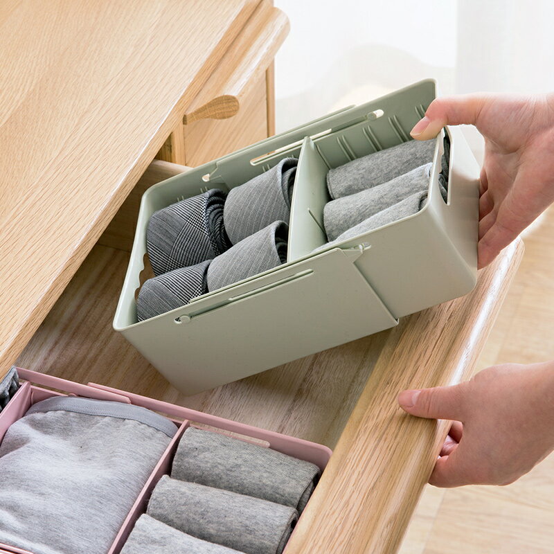 桌面分隔收納箱內褲襪子收納整理箱 可伸縮內衣盒抽屜分類收納盒