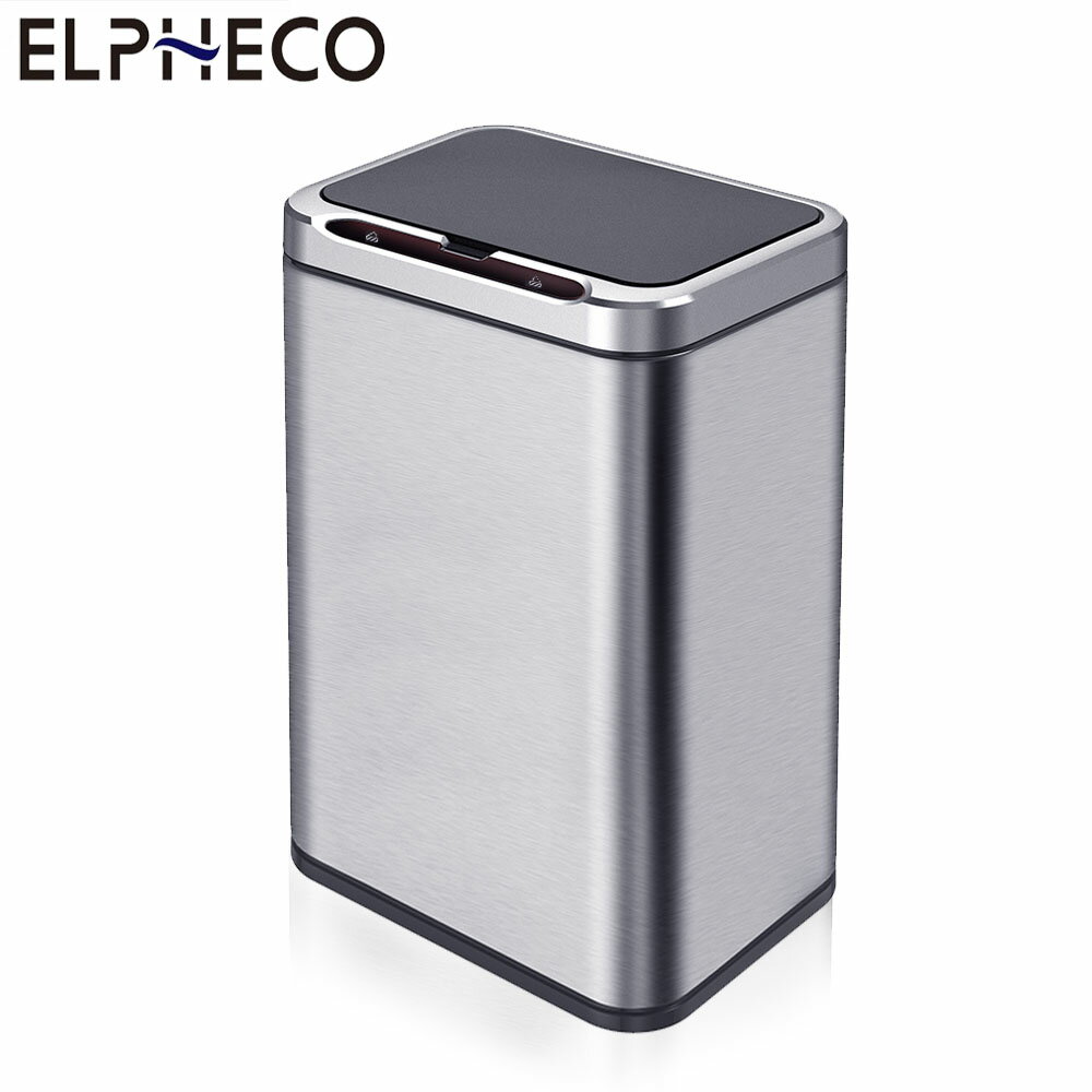 【現貨熱賣+原廠公司貨】美國ELPHECO ELPH9613 不鏽鋼臭氧自動除臭感應垃圾桶 22L 銀色