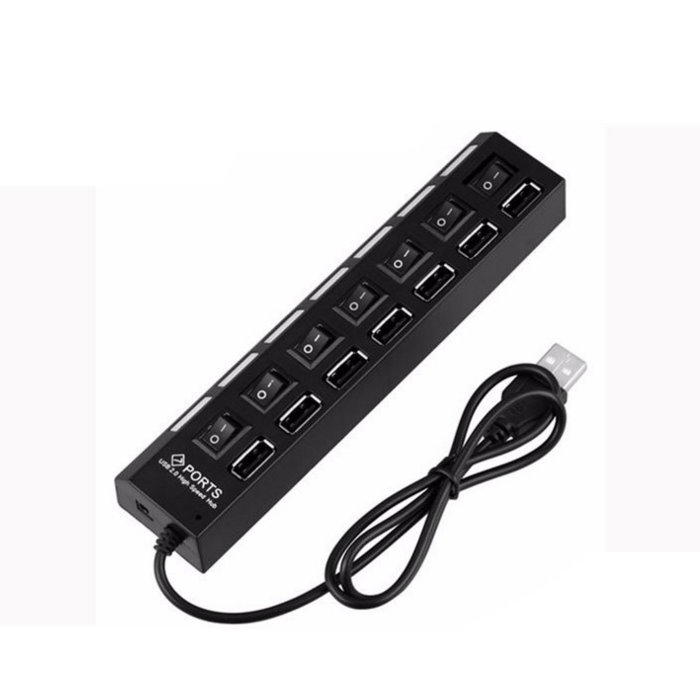 HUB集線器7port 可開關插座型 7 Port USB 2.0 HUB擴充槽【DB180】 123便利屋
