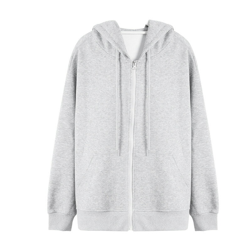 外套 女裝 休閒外套 時尚外套 衛衣女美式連帽加絨休閒運動外套秋季百搭寬鬆長袖小個子開衫上衣 1