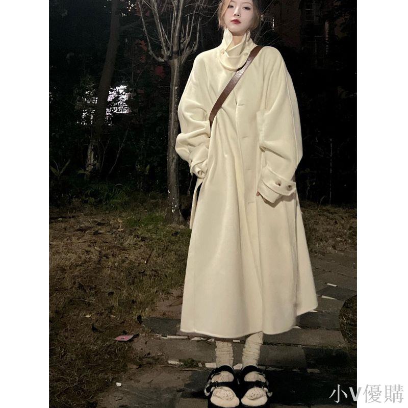 2023新款韓系呢子大衣女冬季小個子赫本風長款毛呢時尚氣質外套女