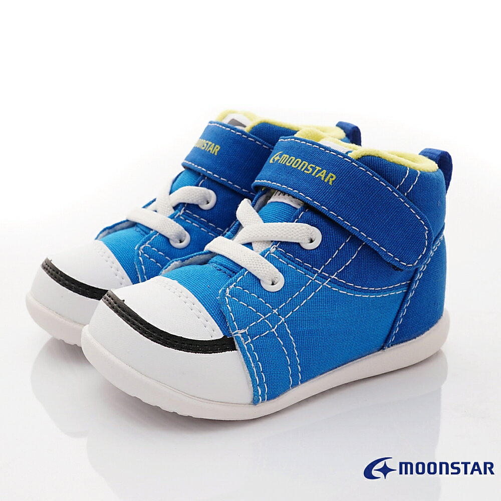 ★過年特賣★日本月星Moonstar機能童鞋頂級學步系列寬楦穩定彎曲抗菌鞋款12366藍(寶寶段)