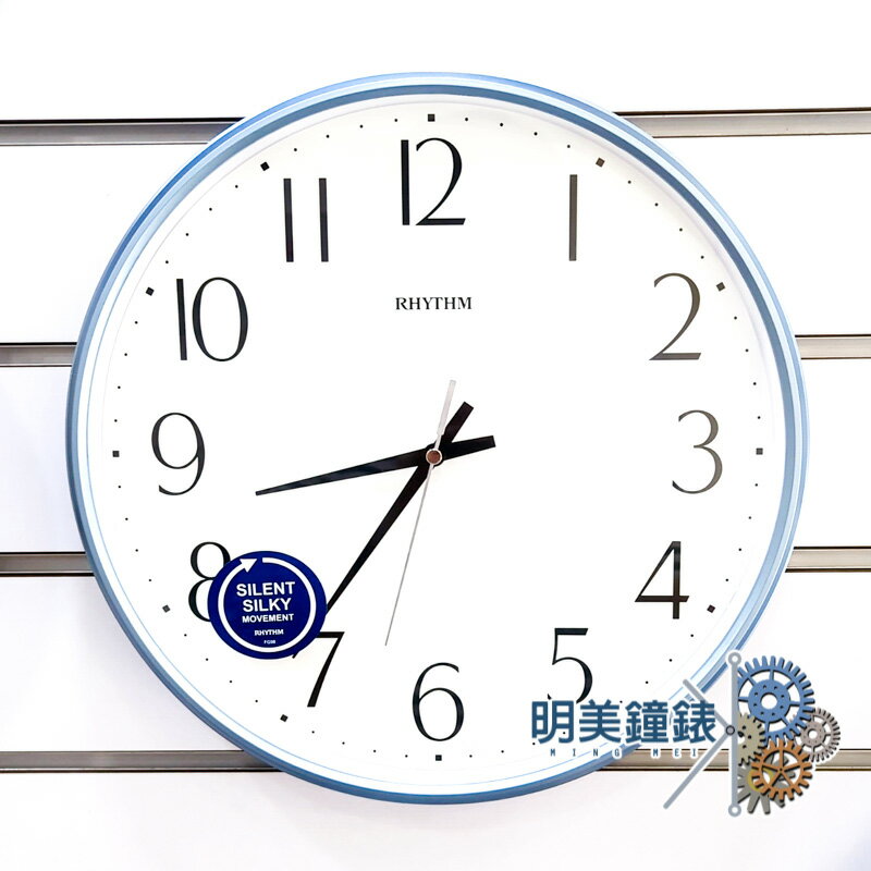 ◆明美鐘錶眼鏡◆RHYTHM/麗聲鐘/CMG817NR04/標準辦公室教室(藍框)掛鐘/時鐘
