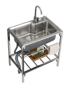 洗手台/流理台/水槽 簡易水池家用廚房不鏽鋼水槽帶支架單槽洗手池雙槽洗菜盆洗碗池子『my4179』