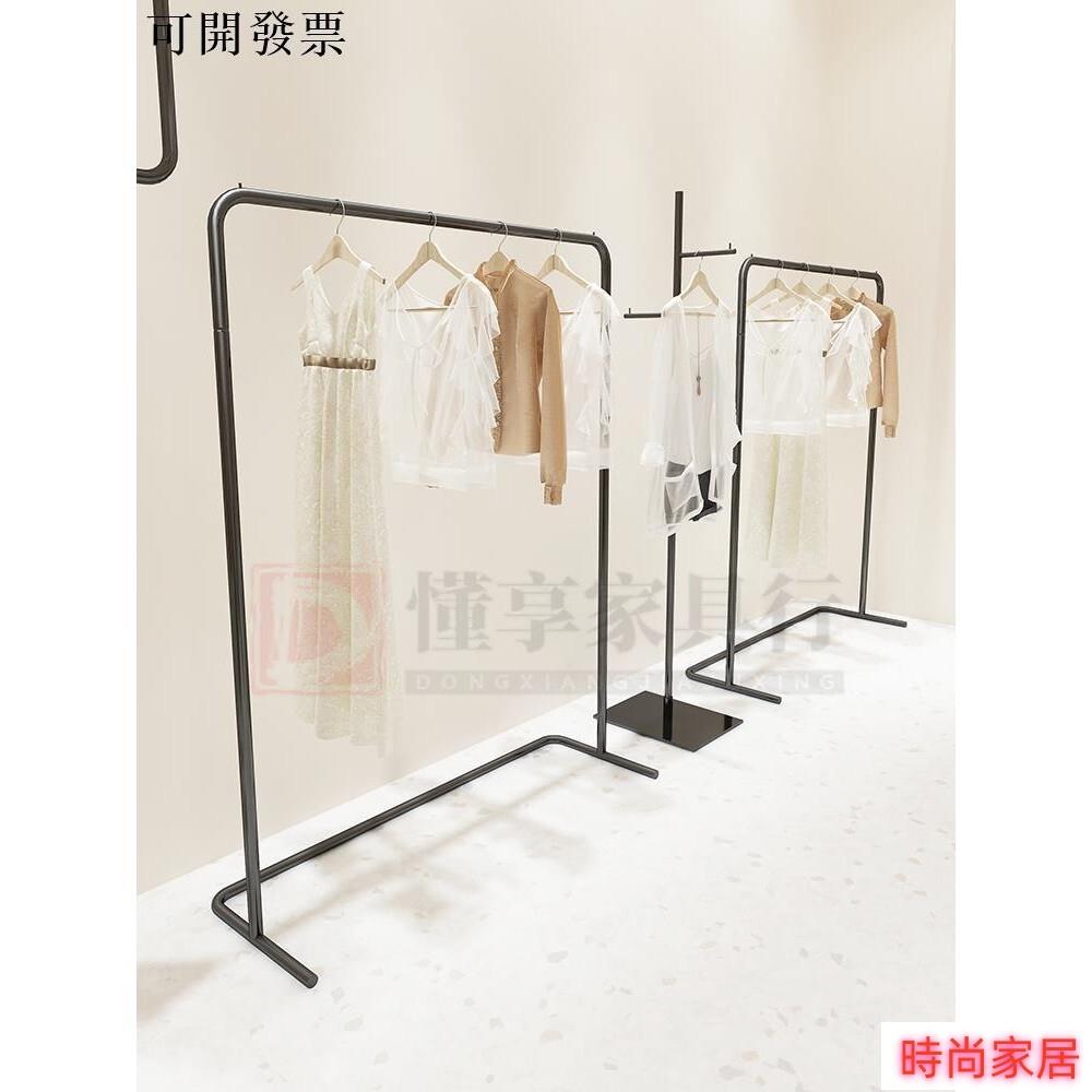 免運 公司貨 免運 服裝店衣服展示架 服裝店展示架落地式女裝店不銹鋼電鍍黑鈦掛衣架高檔陳列架貨架/傢俱行特惠/開立發票S1005