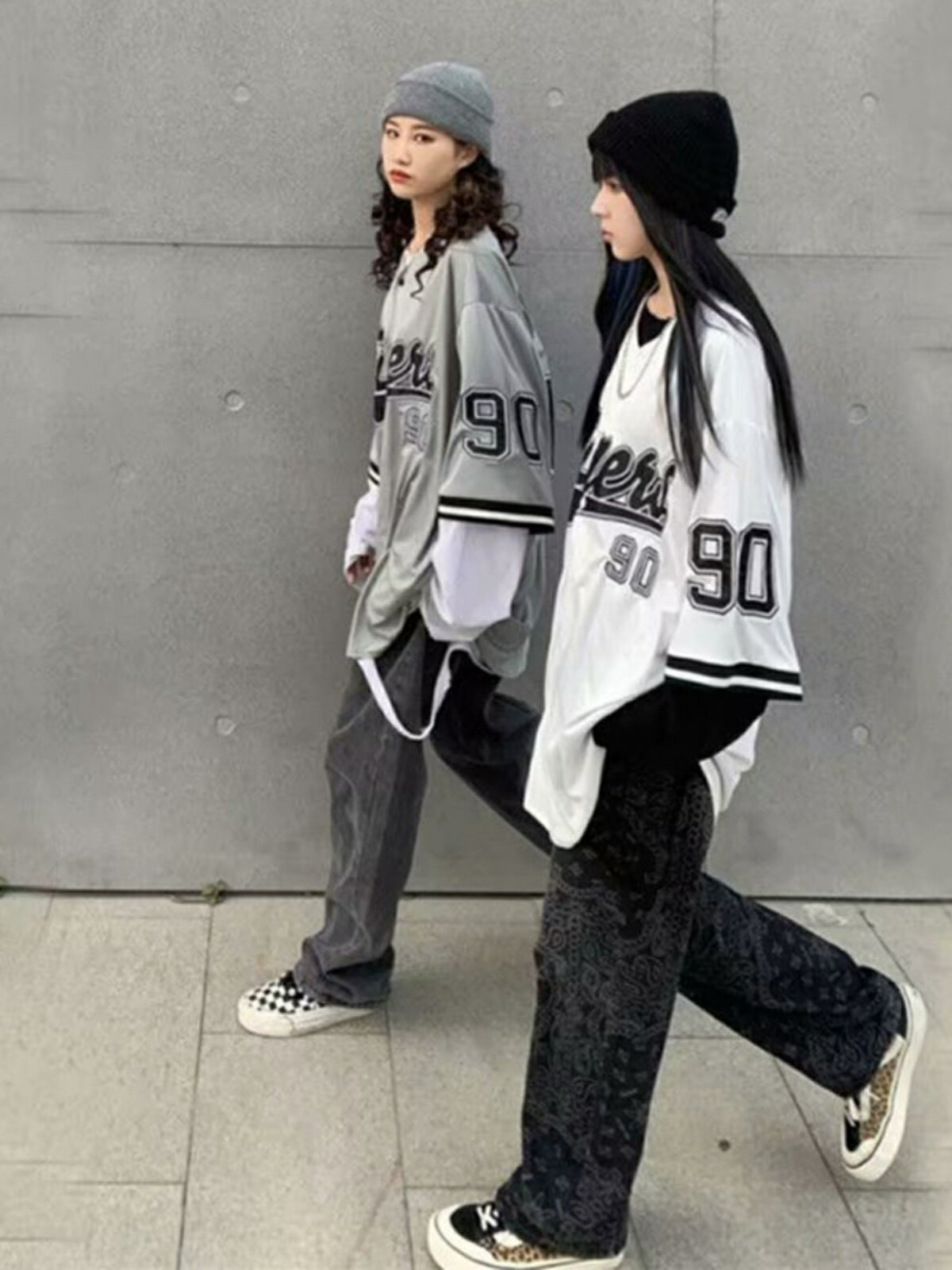 美式高街Hiphop棒球領短袖襯衣外套 男女oversize嘻哈街舞