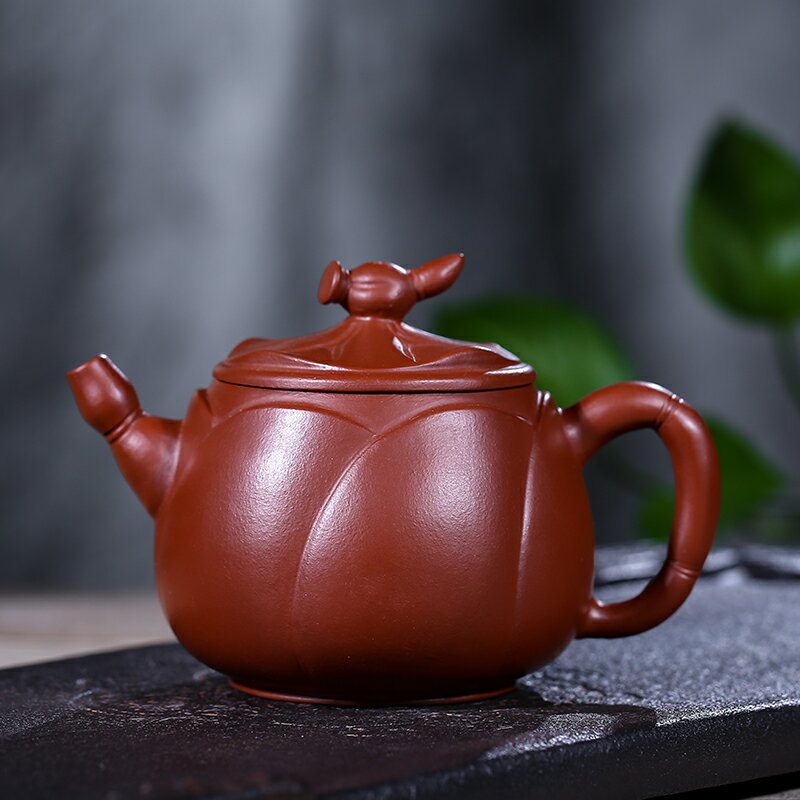 中国 紫砂 丁滿順 宜興 菊形 朱泥 中国茶器 急須 茶注 茶壺 茶壷 茶器-