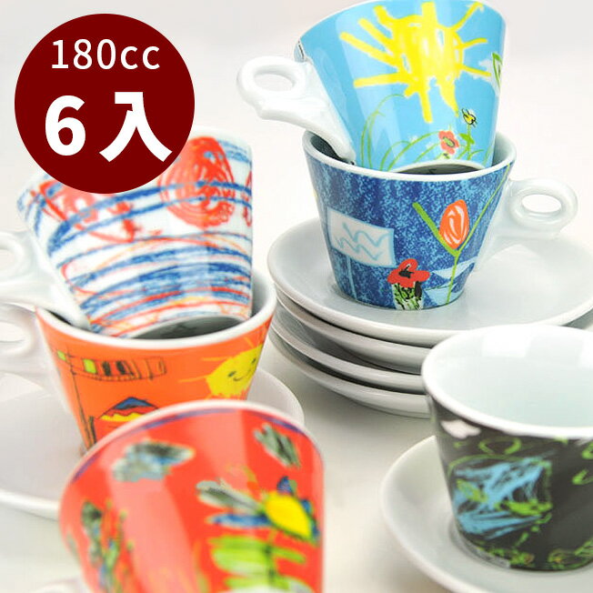 金時代書香咖啡 d'ANCAP 童趣彩繪 卡布杯組 180cc 6客組 HG9392