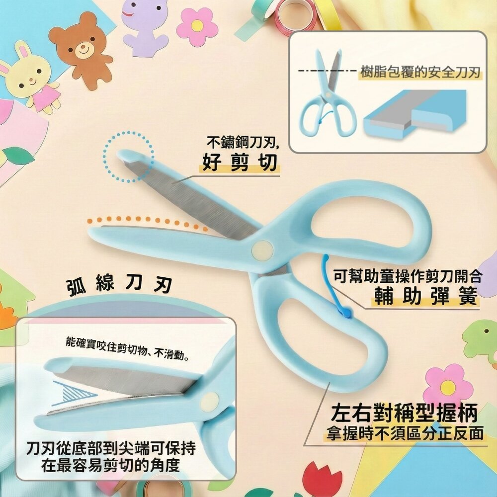 媽媽買 PLUS 幼兒安全剪刀 弧線刀刃 樹脂包覆 輔助彈簧 兒童剪刀 幼童剪紙 剪刀 2歲以上 3