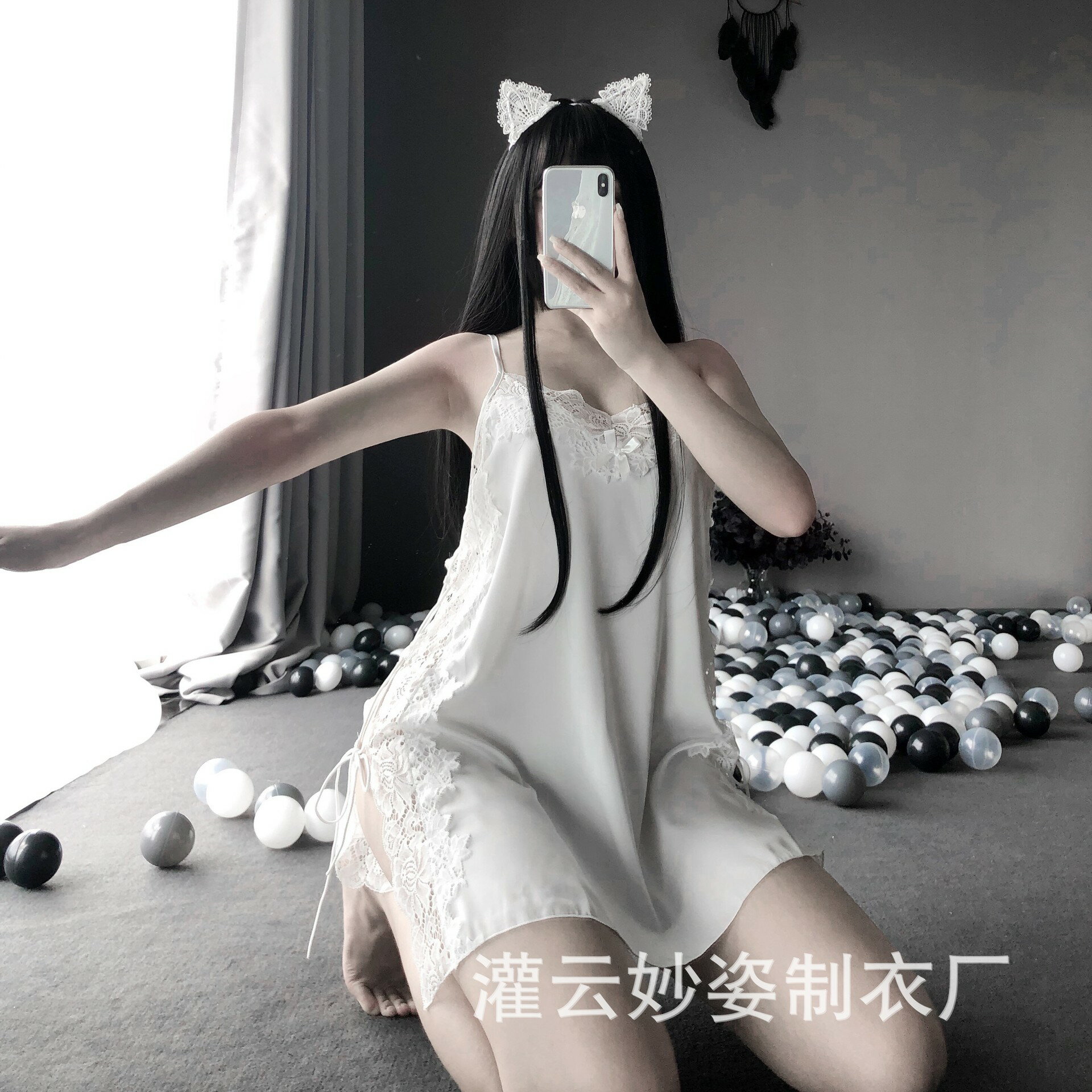 免運 保密出貨 情趣內衣性感誘惑蕾絲露背綁帶側開叉套裝家居睡裙 快速出貨