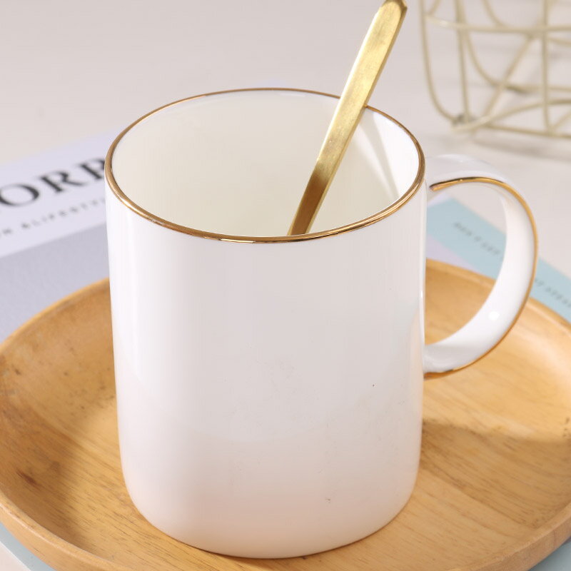 杯子家用純白帶把簡約陶瓷奶杯早餐杯辦公室杯子水杯馬克杯咖啡杯