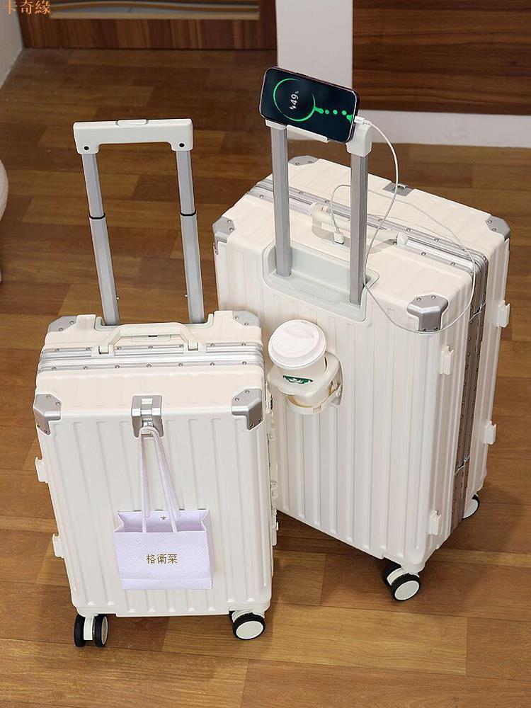 多功能行李箱女拉桿箱男鋁框可充電大容量旅行20寸登機密碼皮箱子