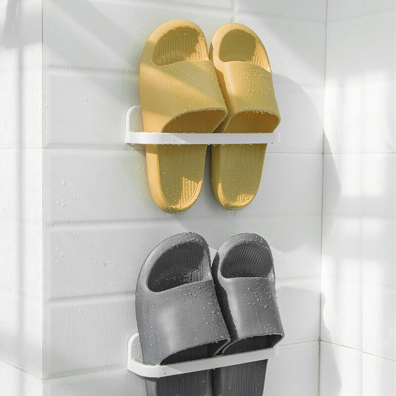 新款浴室壁掛式架免打孔拖鞋收納神器廁所瀝水架衛生間門后鞋架