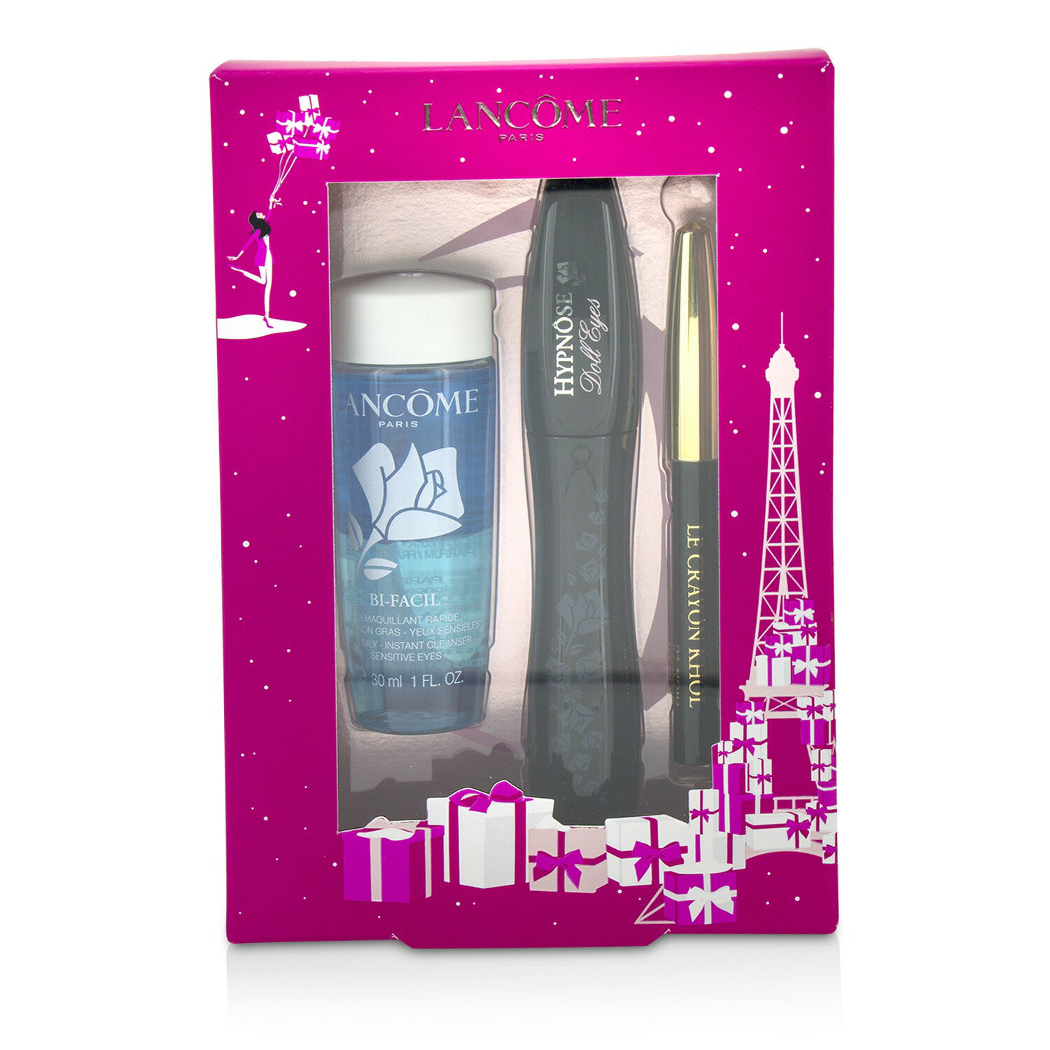蘭蔻 Lancome - 娃娃大眼組合: 1x 娃娃大眼睫毛膏 +1x 迷你持久防水眼線筆 + 1x 快速眼唇卸妝液