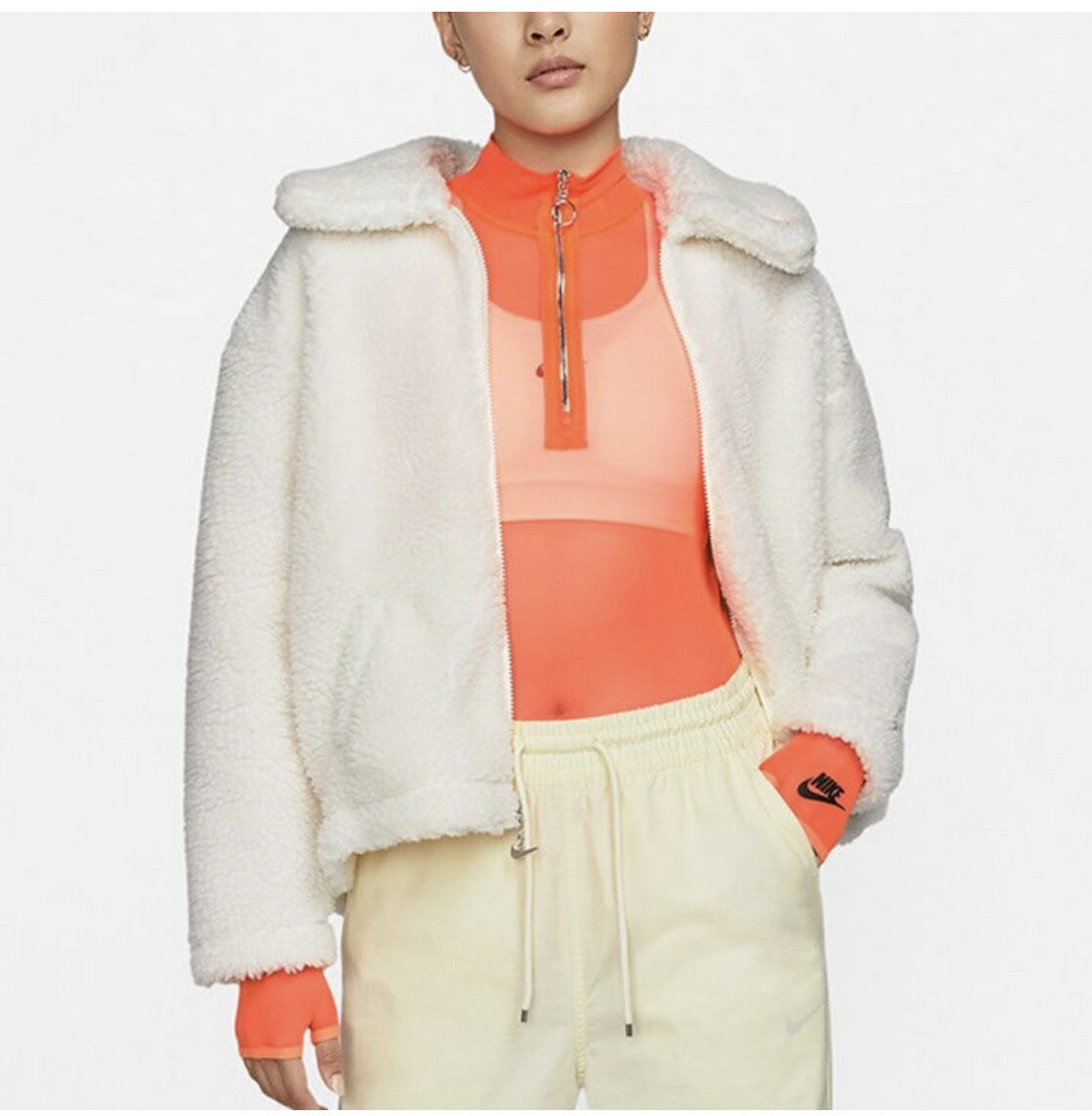 【毒】2022 農曆 新年女款 NIKE NSW JACKET CNY 白色 翻領外套 羊羔毛 銀勾 網眼布 新年 DQ5366-133【領券折222｜Cube卡+APP下單最高10%回饋】